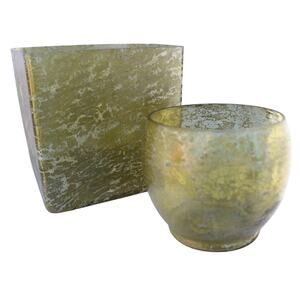 POMEROY Art Glass Vase set of 2 "Tulip" yellow 7" square 5" round